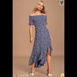 3X Lulu’s Navy & White Floral Midi Dress